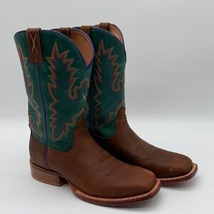 Twisted X Womens 8.5 B Tech X Cowboy Boots Brown Teal Leather WXTL001 Western